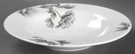 Black Peony Large Rim Soup Bowl