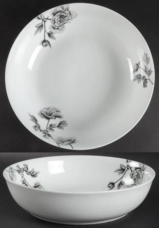 Black Peony 12" Large Salad Serving Bowl