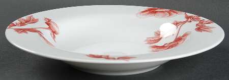 Red Peony Large Rim Soup Bowl