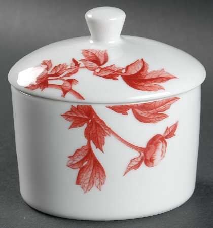 Red Peony Sugar Bowl & Lid