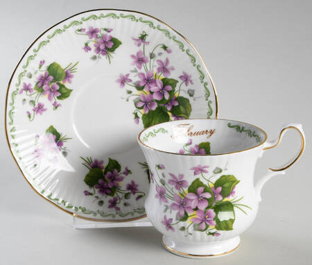 Special Flowers (With Month) Footed Cup & Saucer Set