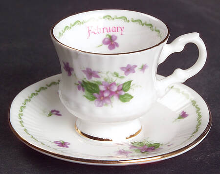 Special Flowers (With Month) Footed Cup & Saucer Set