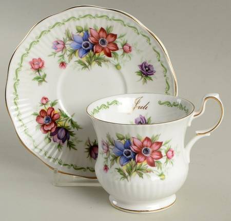 Special Flowers (With Month) Footed Cup & Saucer Set