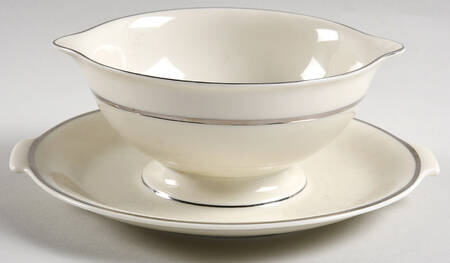 3471 (Cream Background) Gravy Boat with Attached Underplate