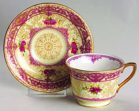 Z532 Maroon Footed Demitasse Cup & Saucer Set