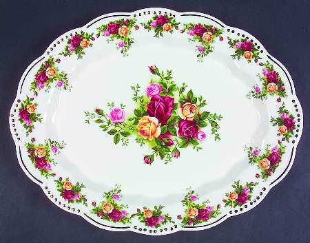 Old Country Roses (Golden Pearl) 13" Oval Serving Platter