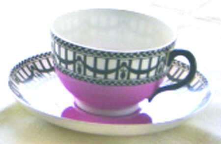 C907-Pink Flat Cup & Saucer Set
