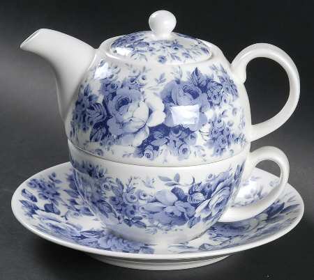 English Chintz Tea for One (Stacking Teapot w/Cup & Saucer)