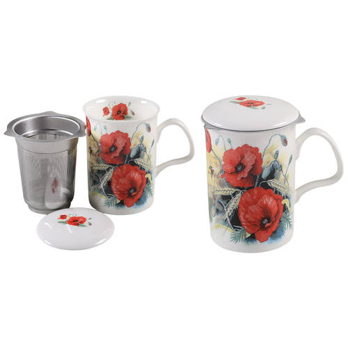Poppy's Lancaster Mug & Lid with Metal Infuser