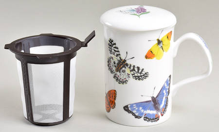Butterfly Garden Lancaster Mug & Lid w/Plastic Infuser