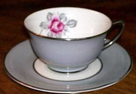 Countess Carmen (Gray Border) Footed Cup & Saucer Set