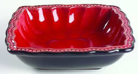 Hobnail Red (Square) Rim Soup Bowl