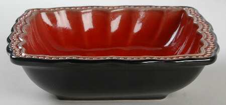 Hobnail Red (Square) Rim Soup Bowl