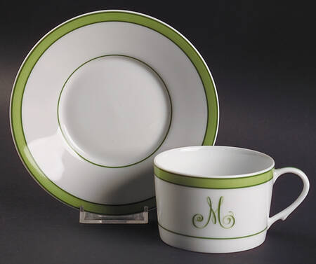 Tropic Green (Monogram) Flat Cup & Saucer Set