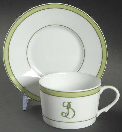 Tropic Green (Monogram) Flat Cup & Saucer Set