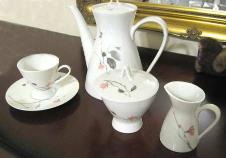 Japanese Quince (No Trim) Footed Demitasse Cup & Saucer Set