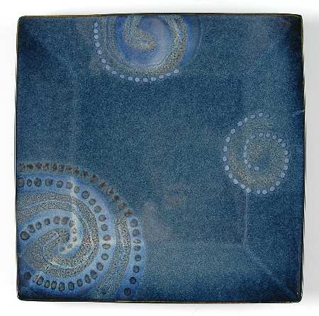 Vanilla Organic Blue Square Dinner Plate