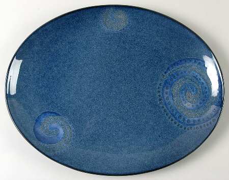 Vanilla Organic Blue 16" Oval Serving Platter