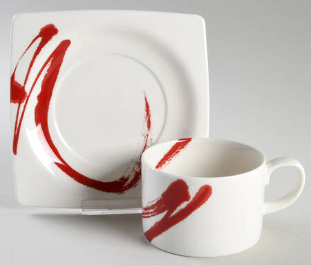 Paint It Red Flat Cup & Saucer Set