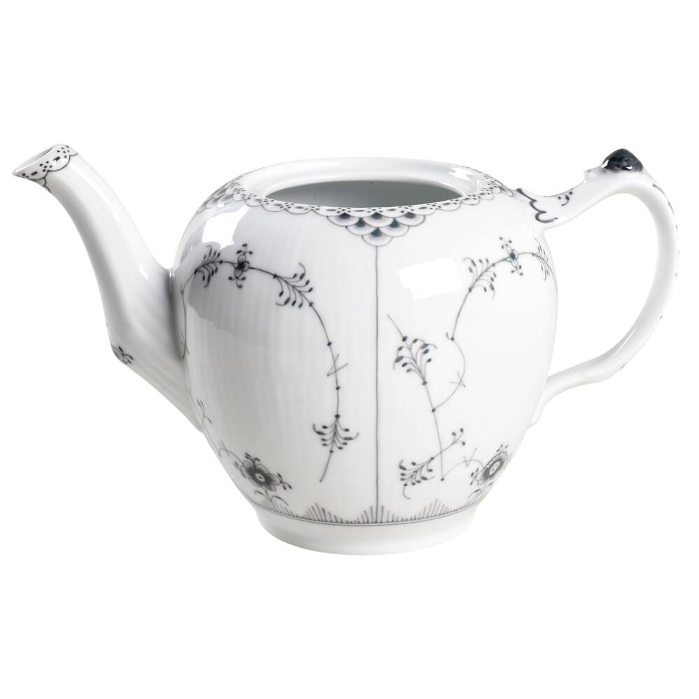 Black Fluted Half Lace Teapot No Lid