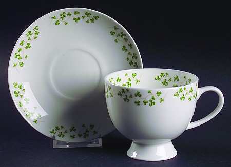 Trellis Shamrock (Century) Footed Cup & Saucer Set