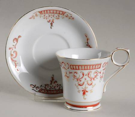 RN1 Gold and Red Footed Cup & Saucer Set