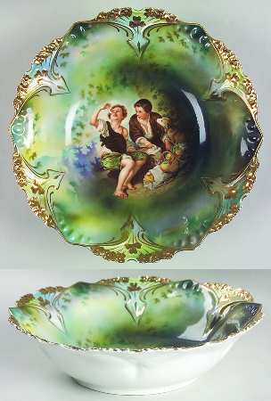Melon Eaters Green and Lavender 10" Round Serving Bowl