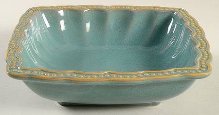 Hobnail Peacock Green (Square) Rim Soup Bowl