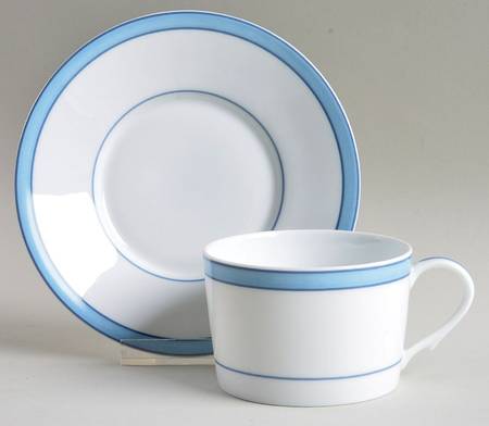 Tropic Blue (No Monogram) Flat Cup & Saucer Set