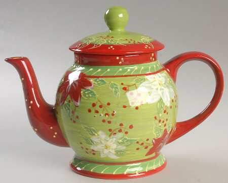 Holly Christmas Teapot & Lid
