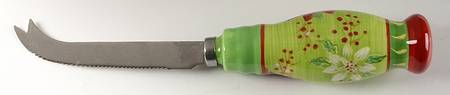 Holly Christmas Cheese Knife with Stainless Blade