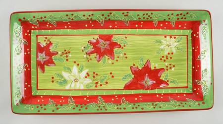 Holly Christmas 18" Rectangular Serving Platter