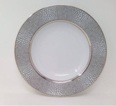 Makassar-Platinum Large Rim Soup Bowl