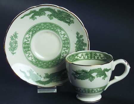 Dragon Green Footed Demitasse Cup & Saucer Set