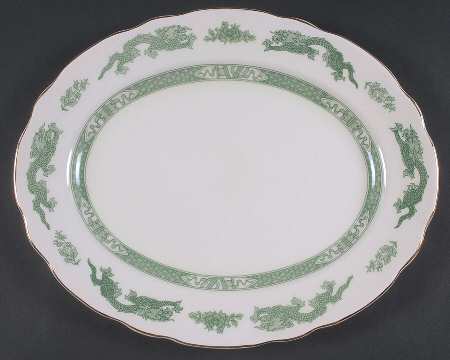 Dragon Green 13" Oval Serving Platter