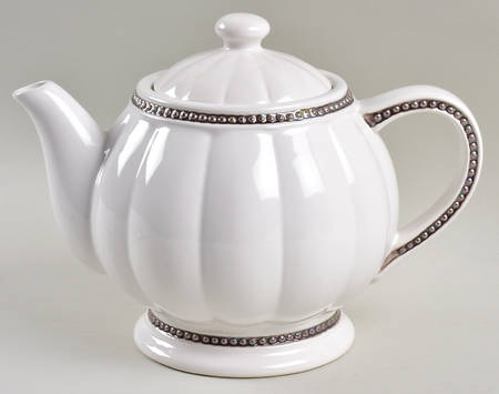 Hobnail White Platinum Teapot & Lid