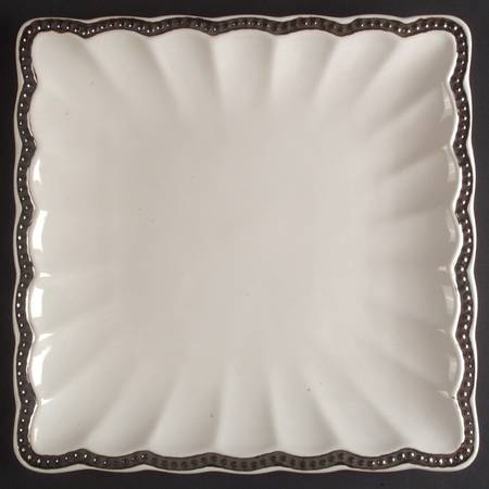 Hobnail White Platinum Square Dinner Plate