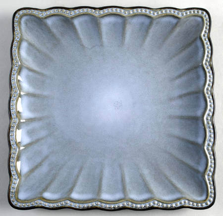 Hobnail Blue Gray Square Dinner Plate