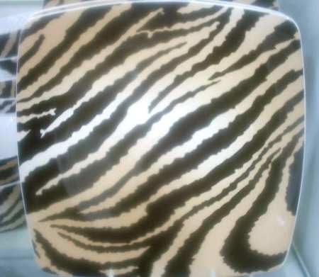 Zebra Collection (Brown, Cream) Square Dinner Plate