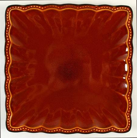 Hobnail Red Brick Square Dinner Plate