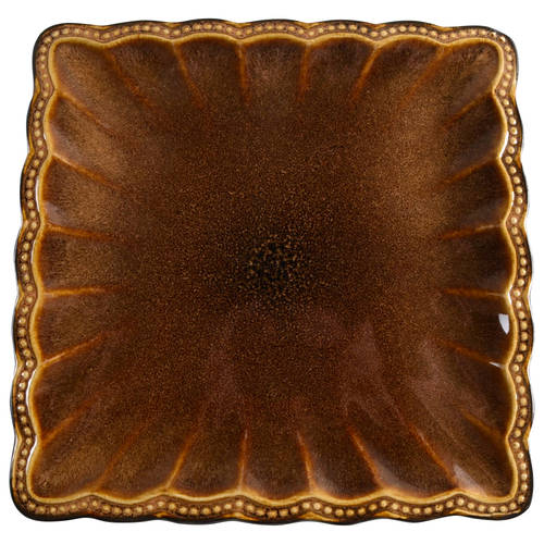 Hobnail Tiger Eye Square Dinner Plate