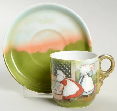 Sunbonnet Babies Flat Demitasse Cup & Saucer Set