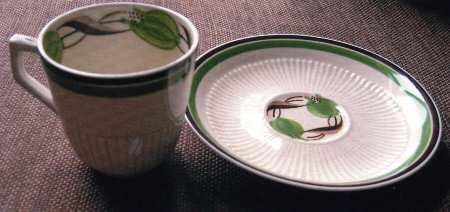 Whitby Green Flat Demitasse Cup & Saucer Set