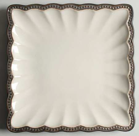 Hobnail Cream Bronze Square Dinner Plate