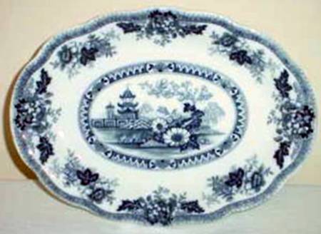 Yeddo (Blue) 14" Oval Serving Platter