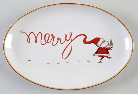 Merry Santa Oval Dessert Plate