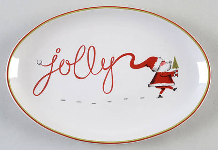 Merry Santa Oval Dessert Plate