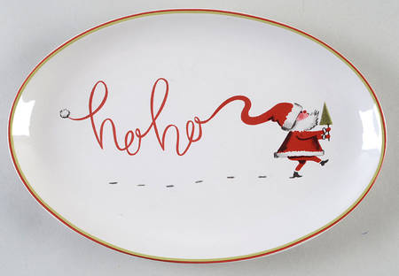 Merry Santa Oval Dessert Plate