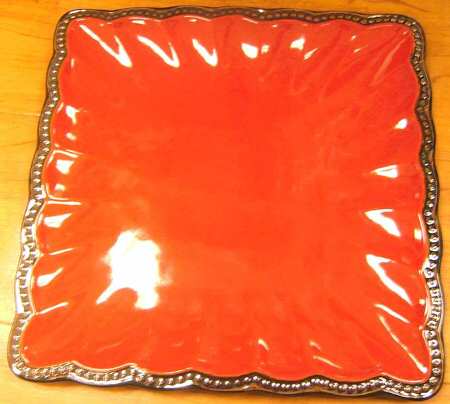 Hobnail Red Brown Dinner Plate