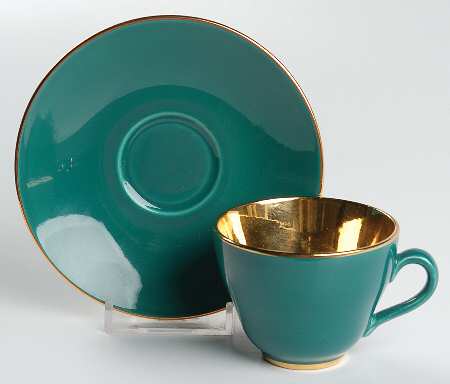 Confetti (Gold Trim) Flat Demitasse Cup & Saucer Set